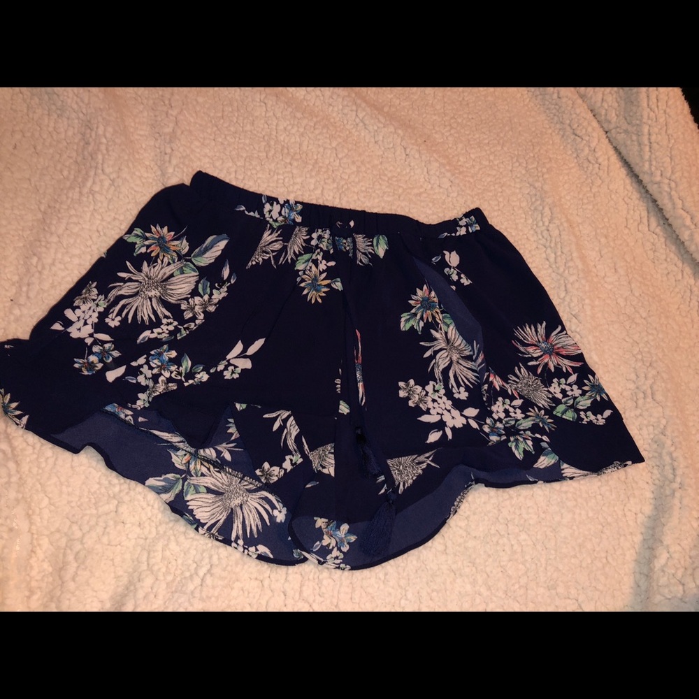 floral flows high waisted shorts